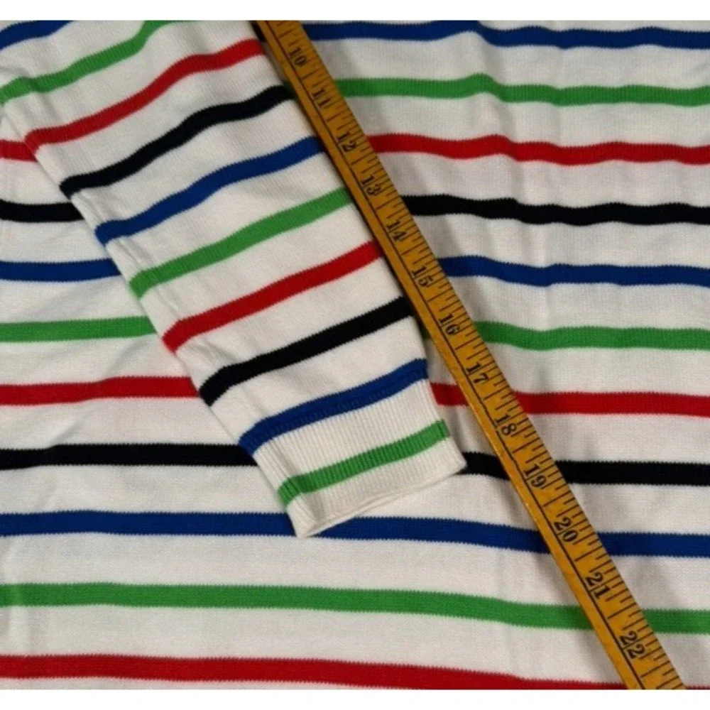 Lauren Ralph Lauren Women's Sweater Size L White Multicolor Stripe‎ Gold Button - Picture 4 of 11